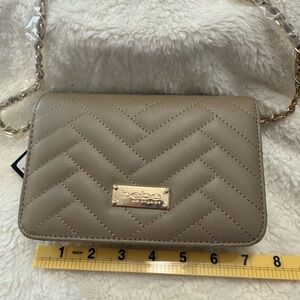 Bebe Taupe Quilted Crossbody Bag
